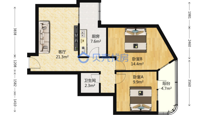 业主自住精装修，东南两居，不临街